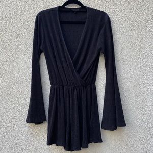 Topshop Black Bell Sleeved Romper